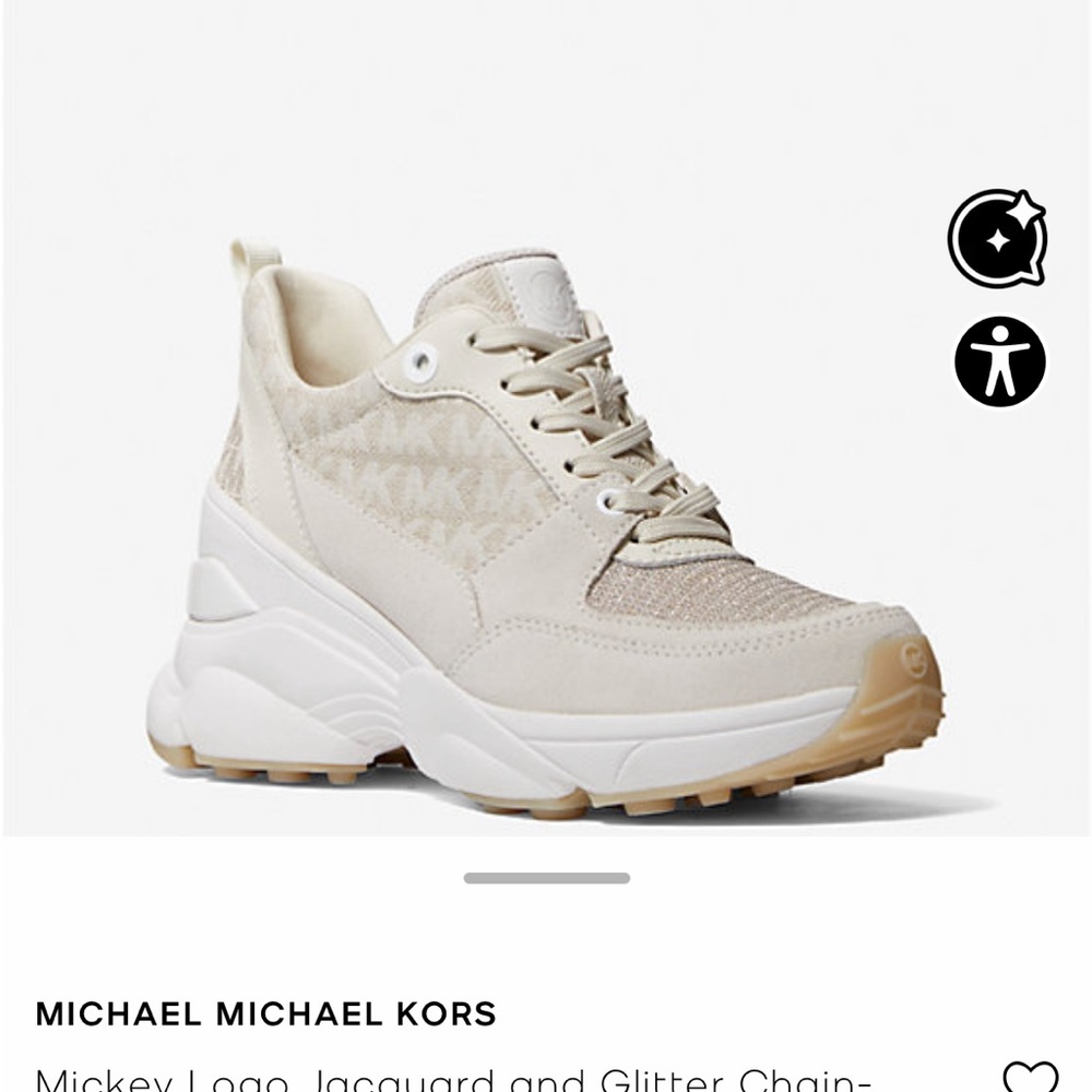 MICHAEL Michael Kors Cream Logo Wedge Sneaker with White Midsole